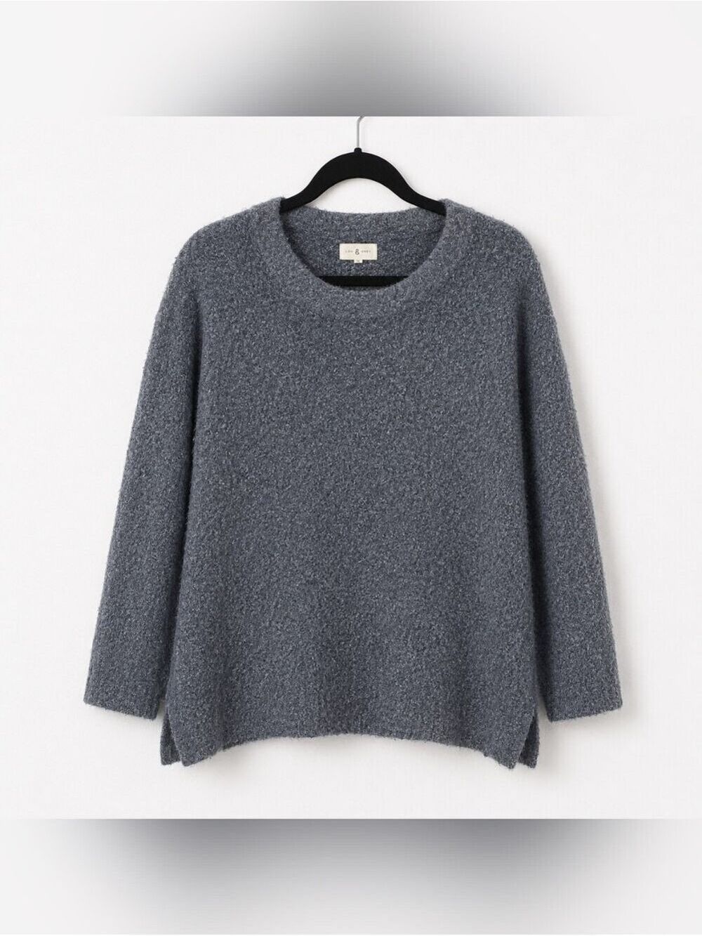 Lou & Grey Charcoal Bouclé Crewneck Sweater Oversized Women's Size Small